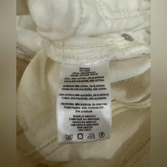 Re/Done White High Rise Skinny Jeans - Size 26 - Picture 7 of 10